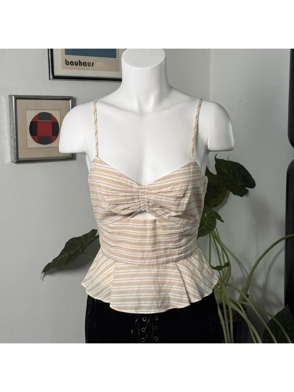 INTERMIX Striped Peplum Camisole
